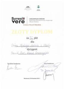 Złoty Dyplom dla Chóru Lutnia w I Ogólnopolskim Konkursie Organowego Akompaniamentu Liturgicznego i Muzyki Chóralnej